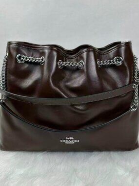 Coach Evelyn Shoulder Bag In Leather/Silver/Maple CCZ79 NWT